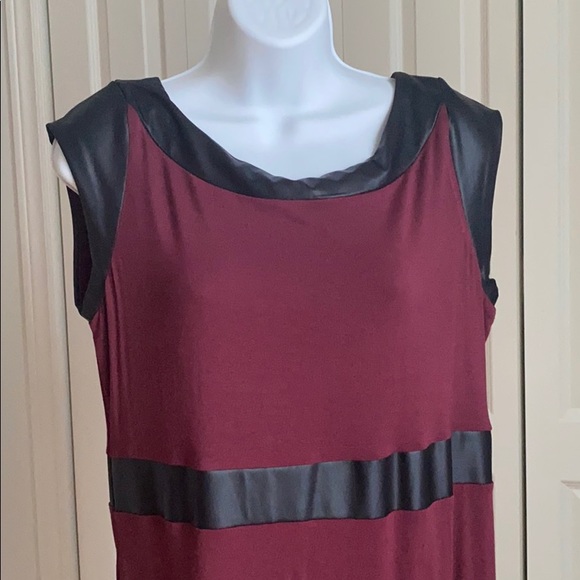 DKR & CO burgundy and faux leather midi dress - Picture 3 of 4